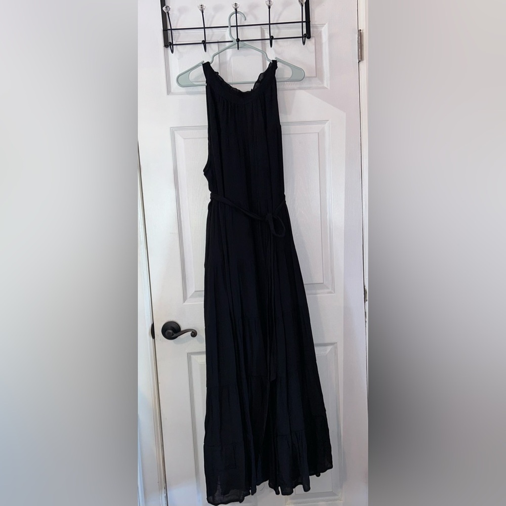 Torrid 3X High Neck Halter Black Mesh Tiered Maxi